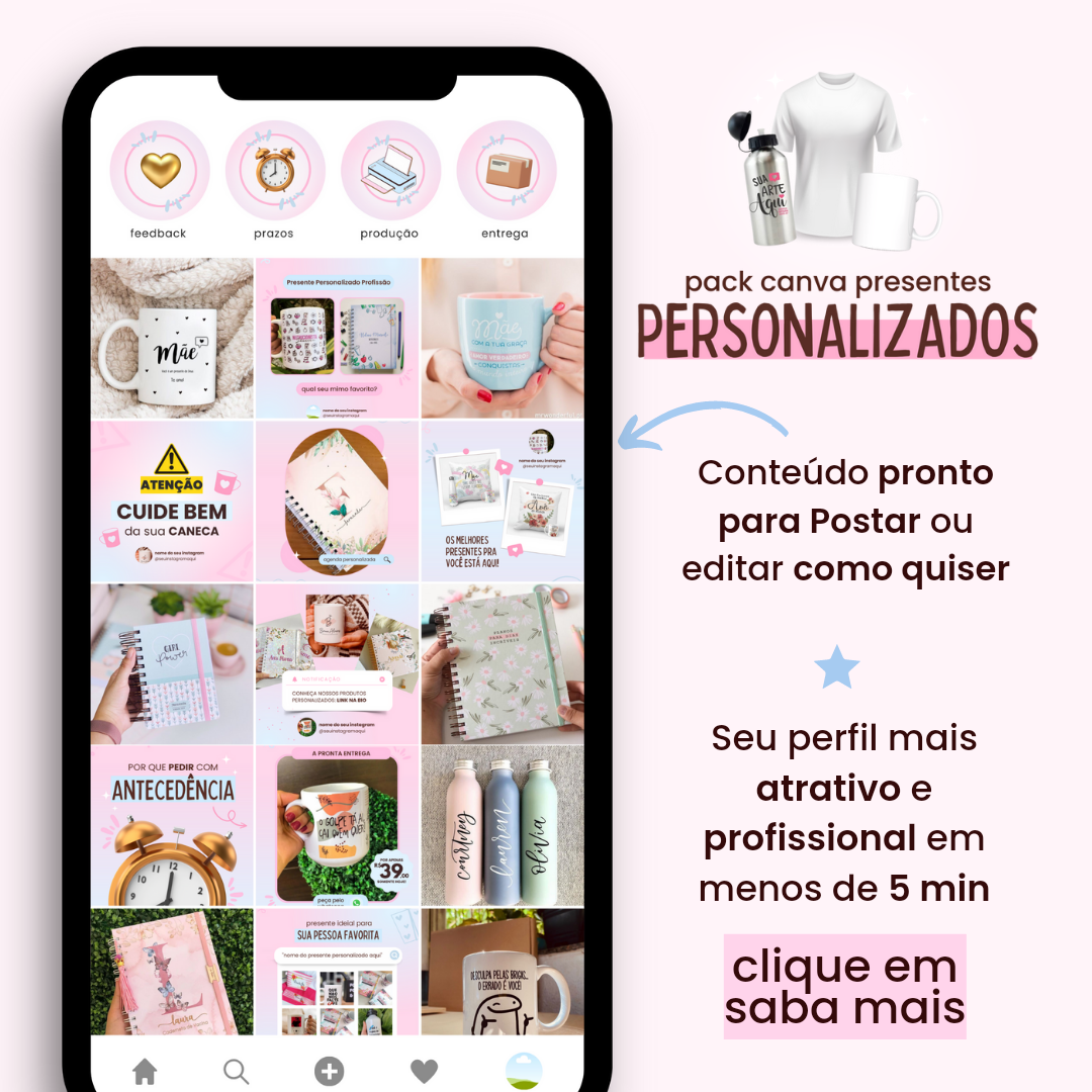 Pack Canva Presentes Personalizados - Super Ofertas de Produtos